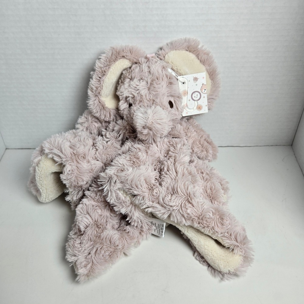Oobles Pink Elephant Plush Lovey Baby Security Blanket Lovey Rattle Chime New